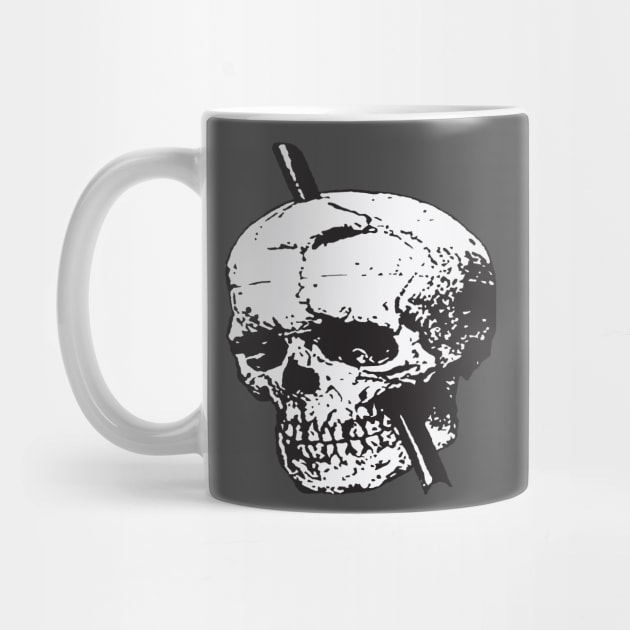 Black and White Skull of Phineas Gage With Tamping Iron by taiche